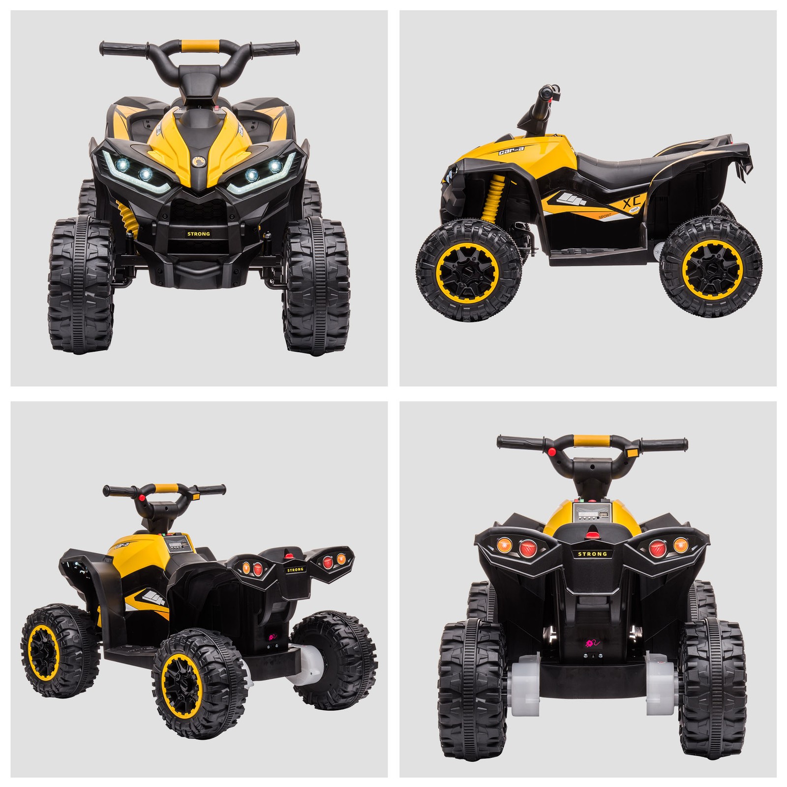 4 Wheeler for Kids, Electric ATV, with Music for 3-5 Years Old, Yellow