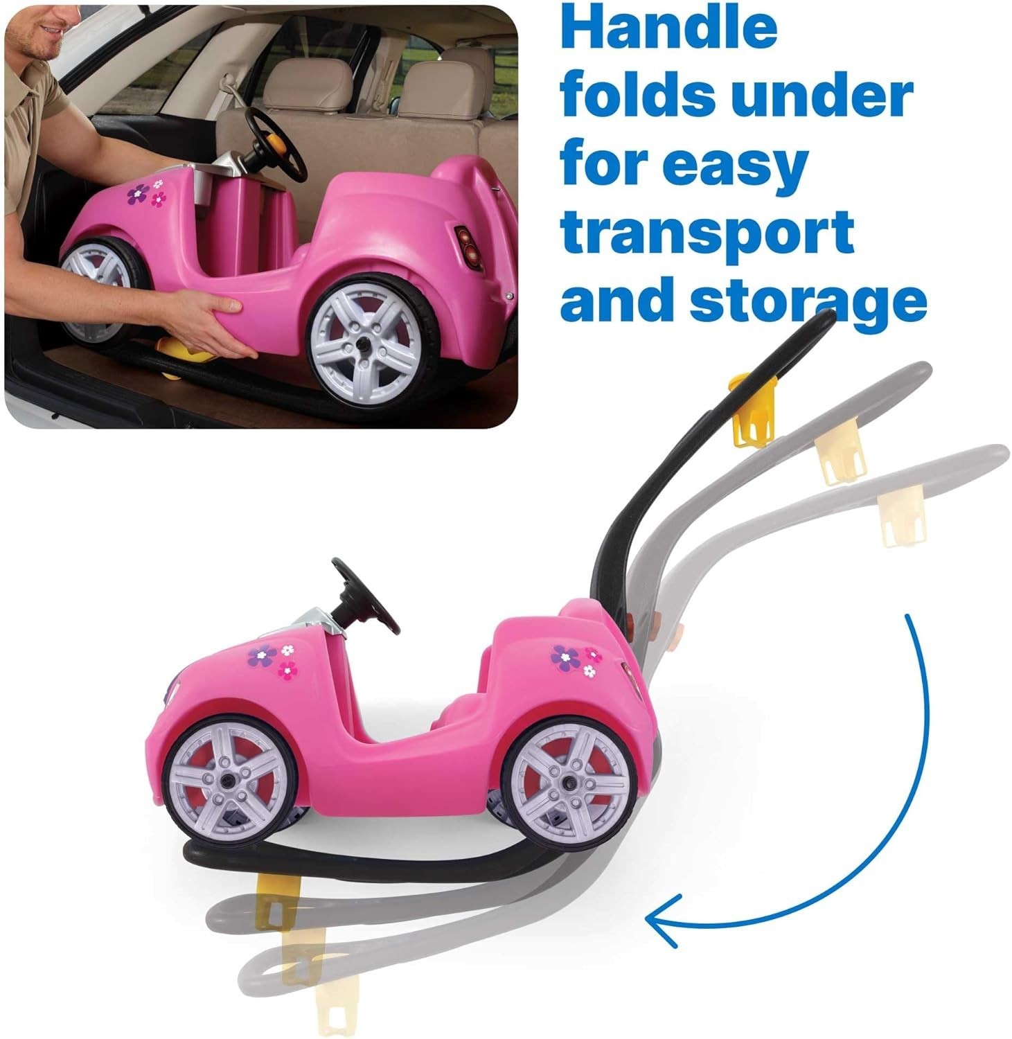 Whisper Ride II Kids Push Car – Toddler Ride-On Toy with Safety Seat Belt, Pink
