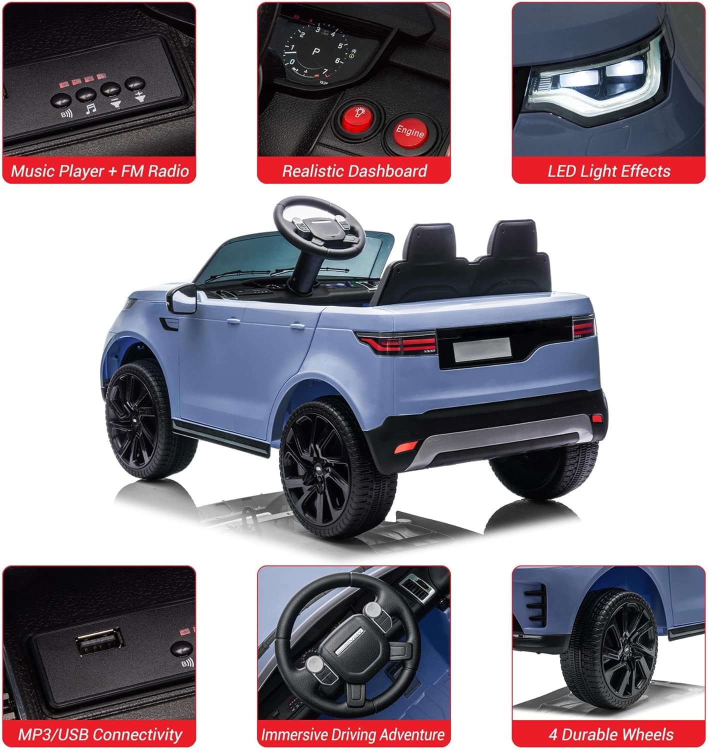 12V Licensed Land Rover Electric Ride-on Car for Kids with Parental Remote