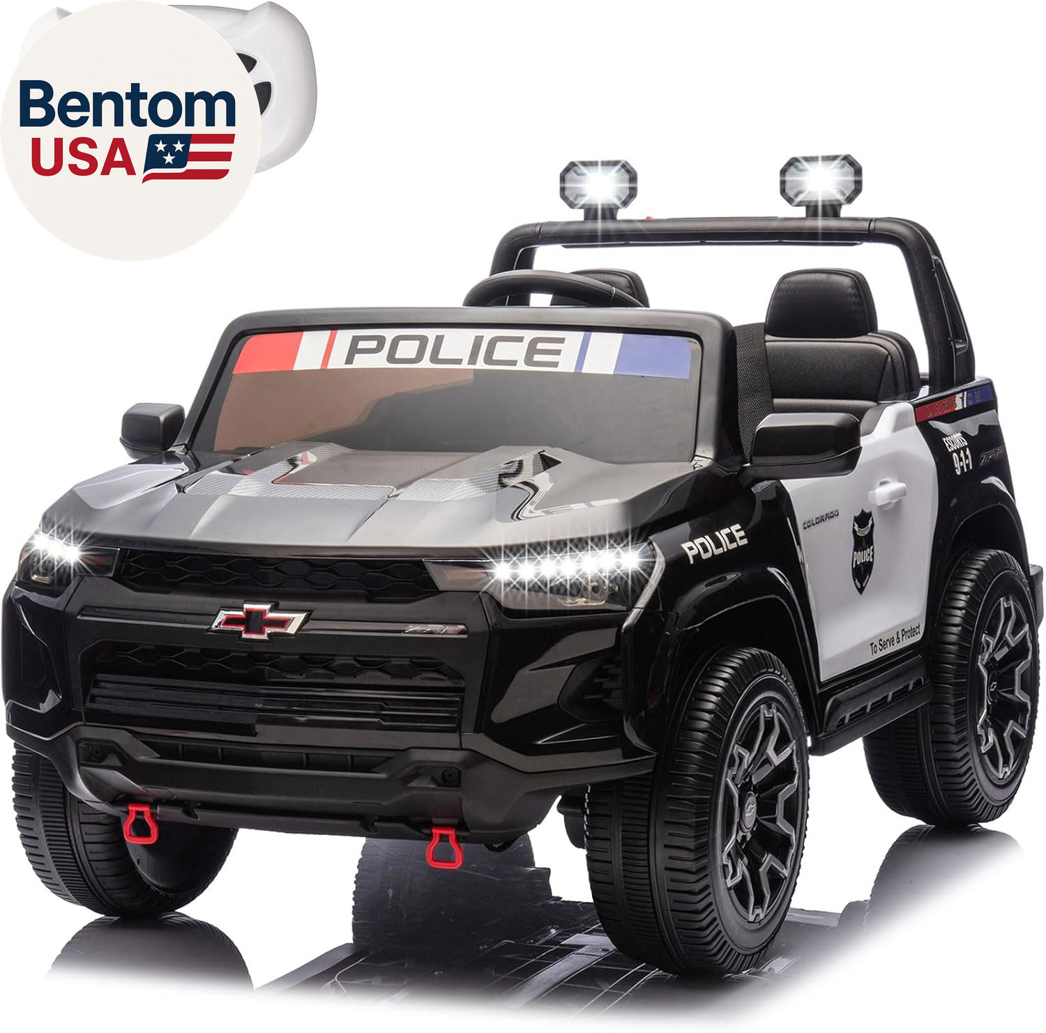 Police Car Ride On, 24V 4WD Kids Car Licensed Chevrolet Colorado, Toddler Car Ri