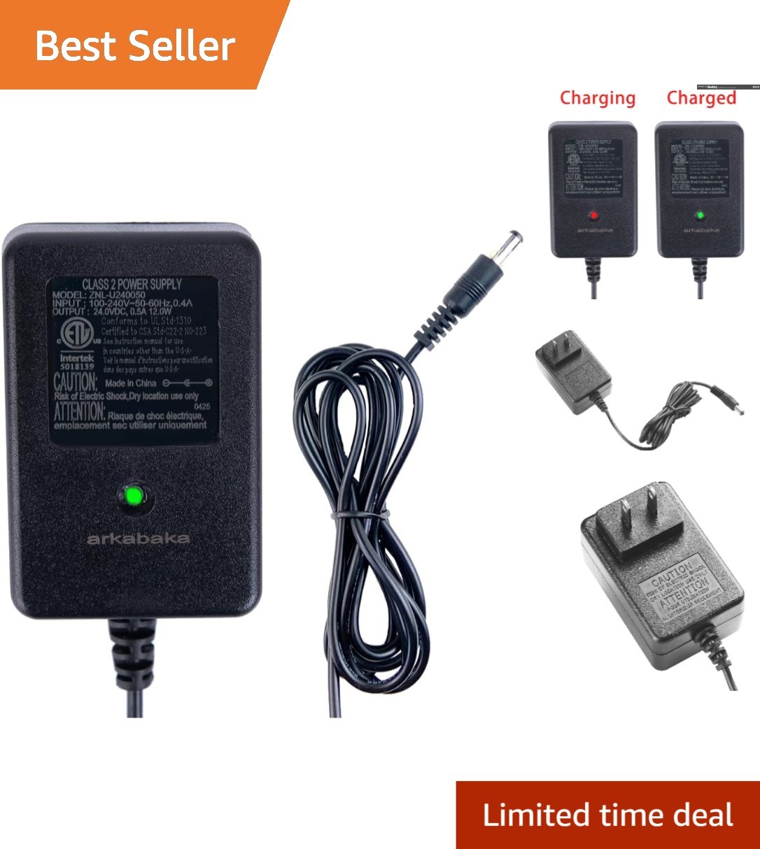 Lightweight 24 Volt Battery Charger for Kids Ride-On Cars with Safety Features