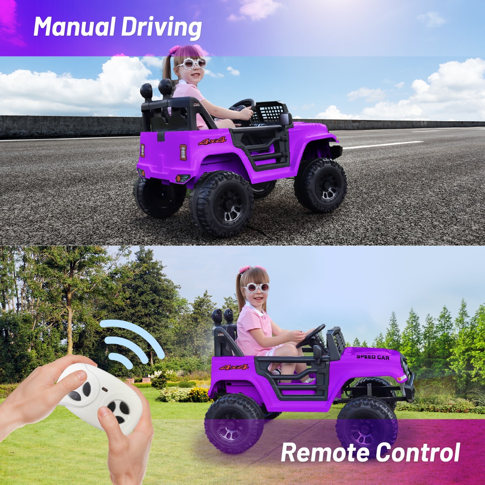 12V Kids Ride on Toy Electric Power Wheels Jeep Car 4mph w/ Parental Remote LED