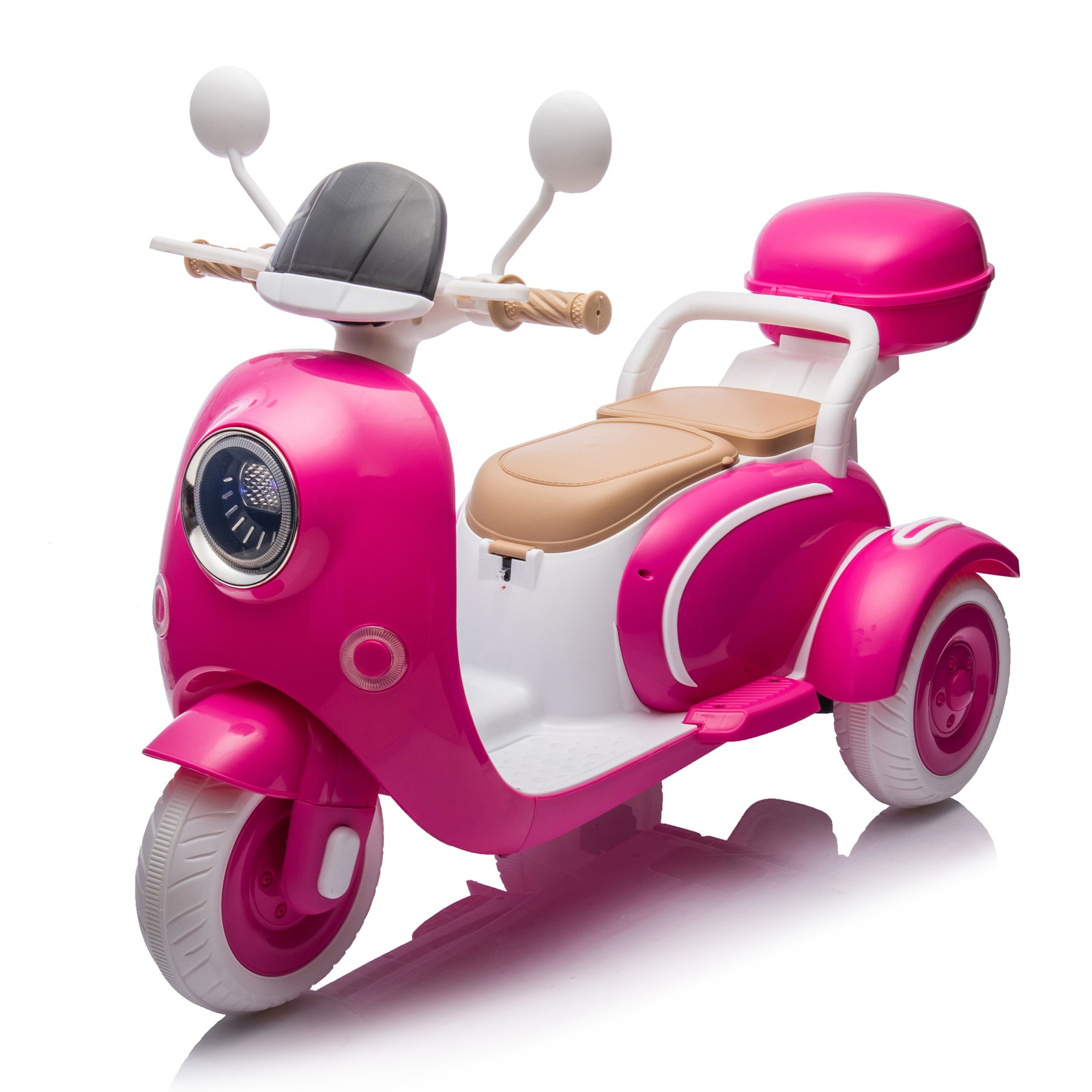 12V Two Motors Kids Ride On Level Up Two-seater 3 Wheel Toy for Kids 3-6 Rose