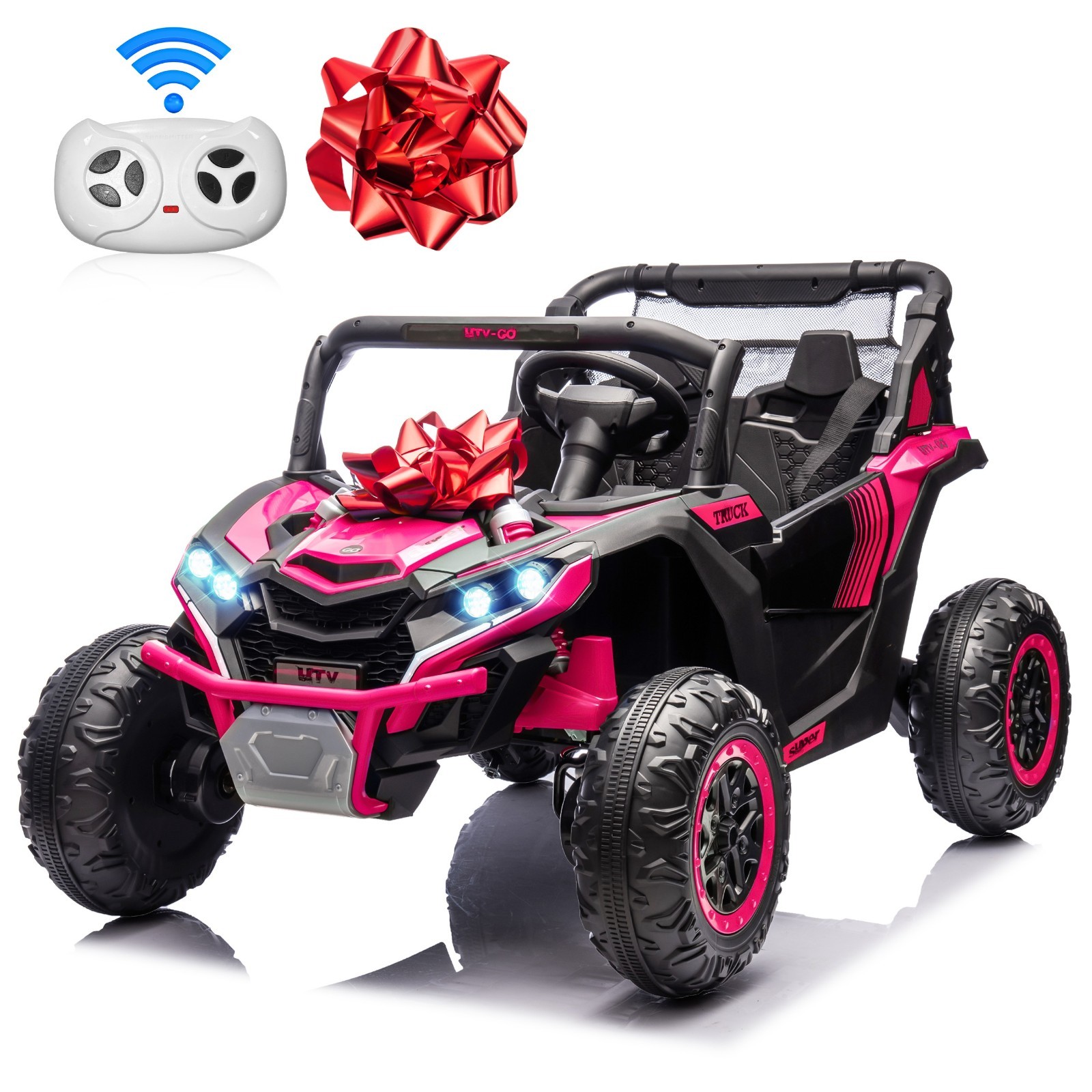 24V 2-Seat Kids UTV Parent Remote Slow Start Suspension Bluetooth USB LED Black