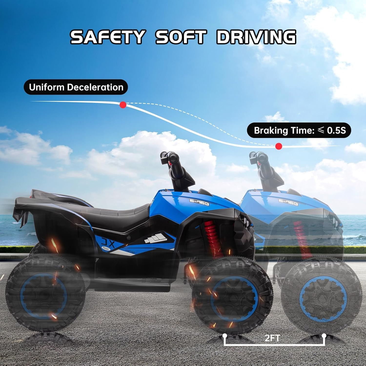 12V Kids Ride-On Electric ATV, 35W Doubal Motor 4-Wheeler Off-Road 4WD Car Toy,