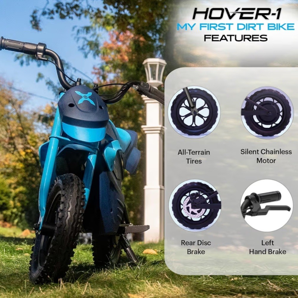 Hover-1 My First Dirt Bike for Kids 300W Motor 9MPH Max Speed, 12″-Blue