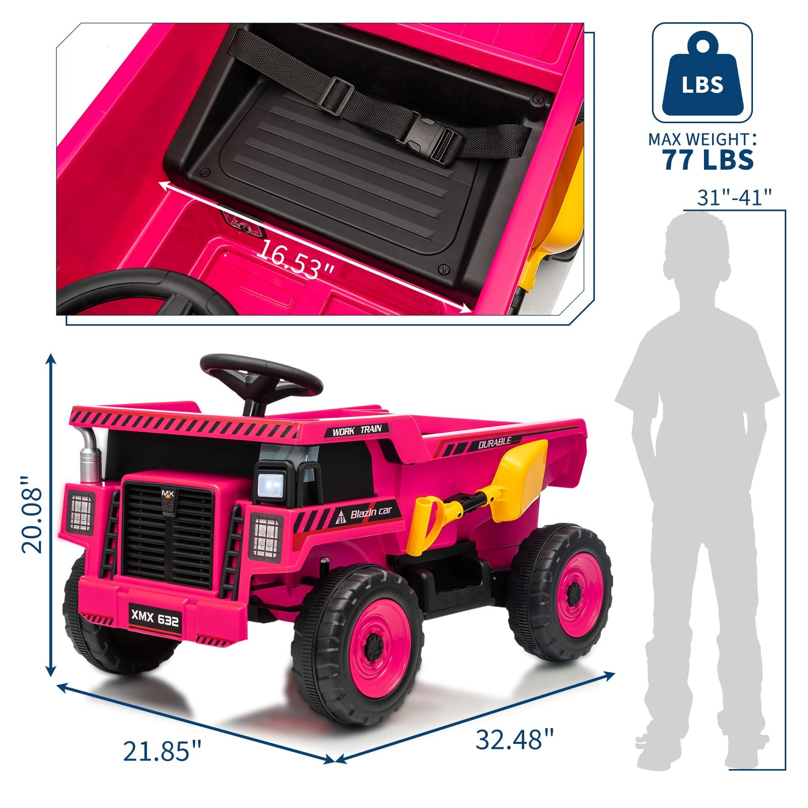 Garvee 12V Ride On Dump Truck for Kids, Ride On Car with Remote Control