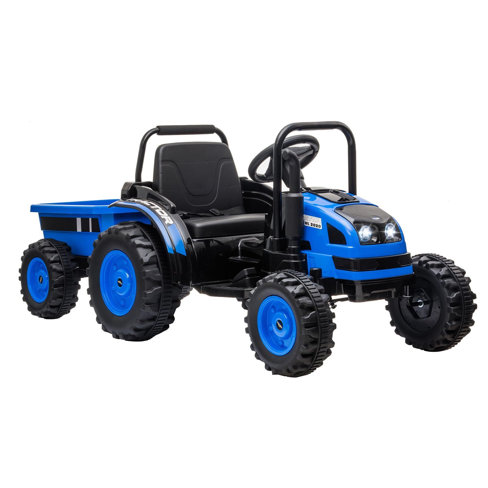 12V Upgraded Ride on Tractor with Trailer Electric Fun Toys Remote Control Kids