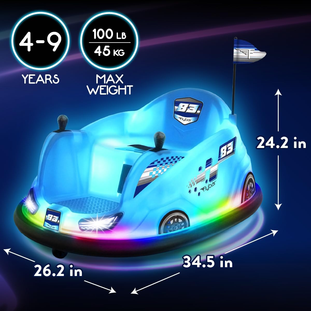 12V Glow Bumper Car Ride on Toy – Indoor/Outdoor Toys, Toddler Toys, Bumper Cars