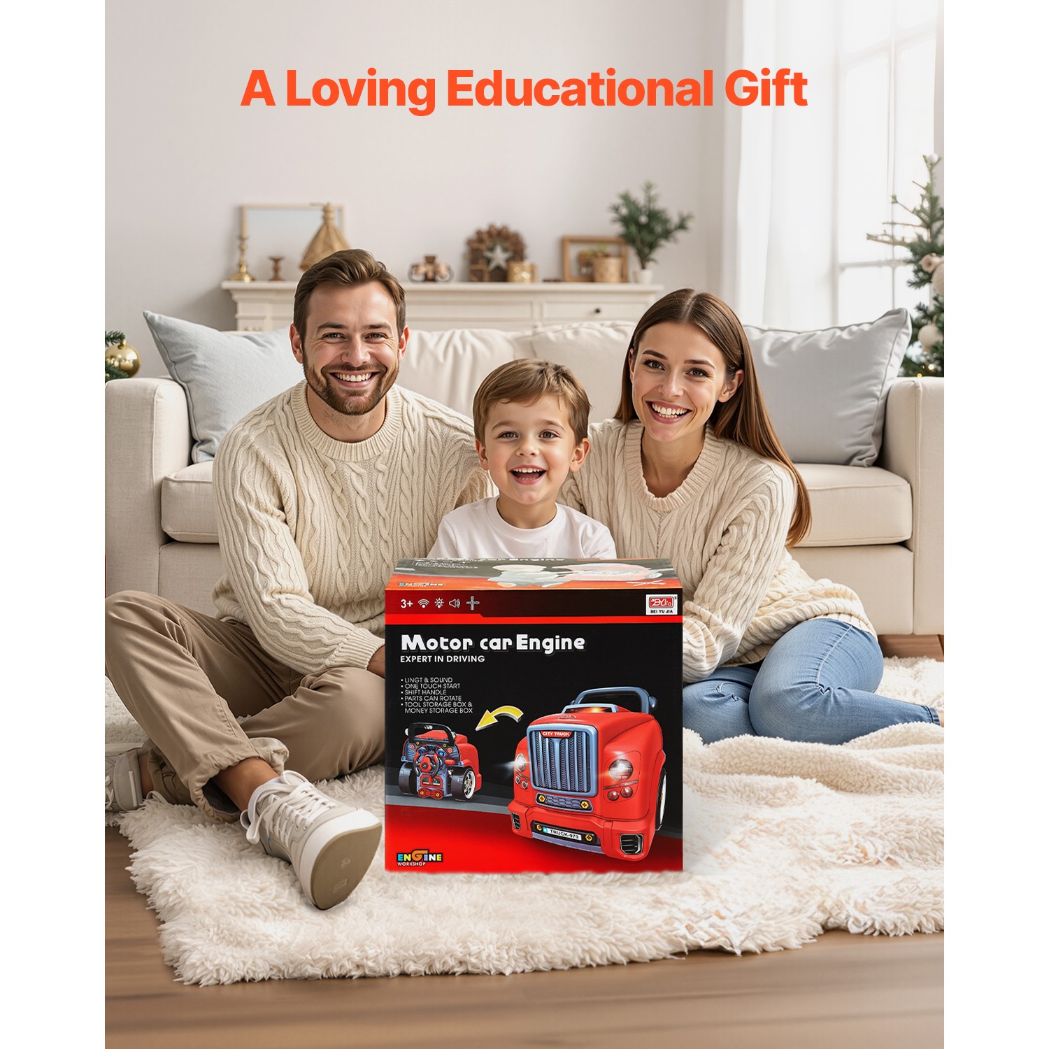Engine Toy Kids Mechanic Car Repair Set with Removable Parts Red