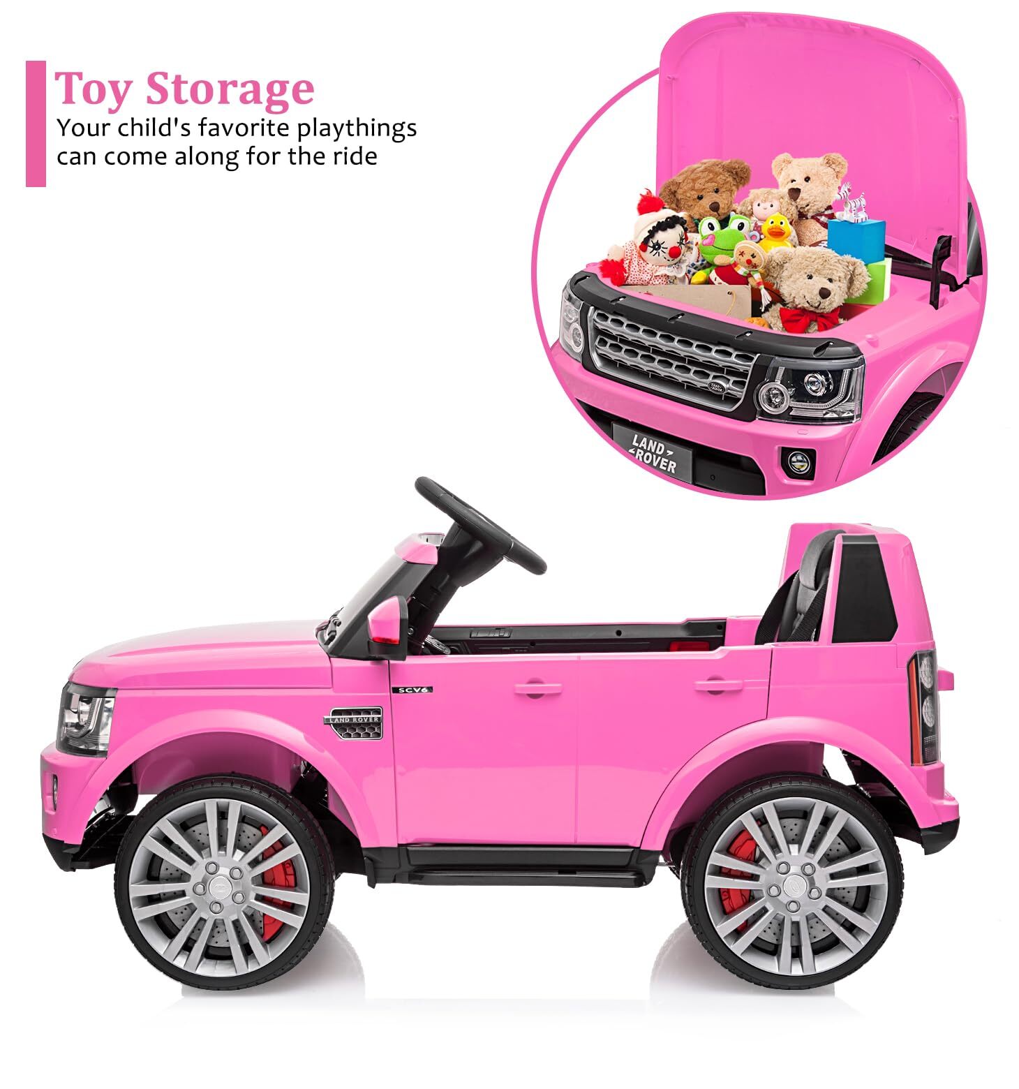 12V Ride On Toys for Toddler 3-8, Kids Electric Car With Parent Remote Control