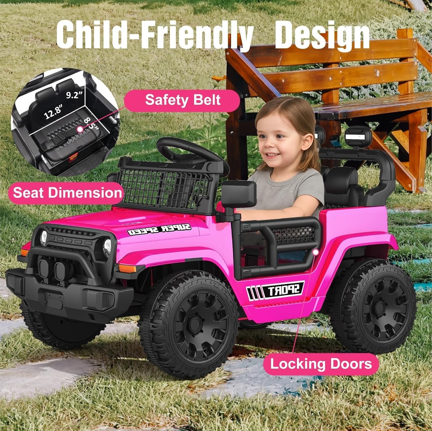Carro Electrico Para Niños De 3 A 5 Años Montar Manejar Y Jugar Con Luces NUEVO