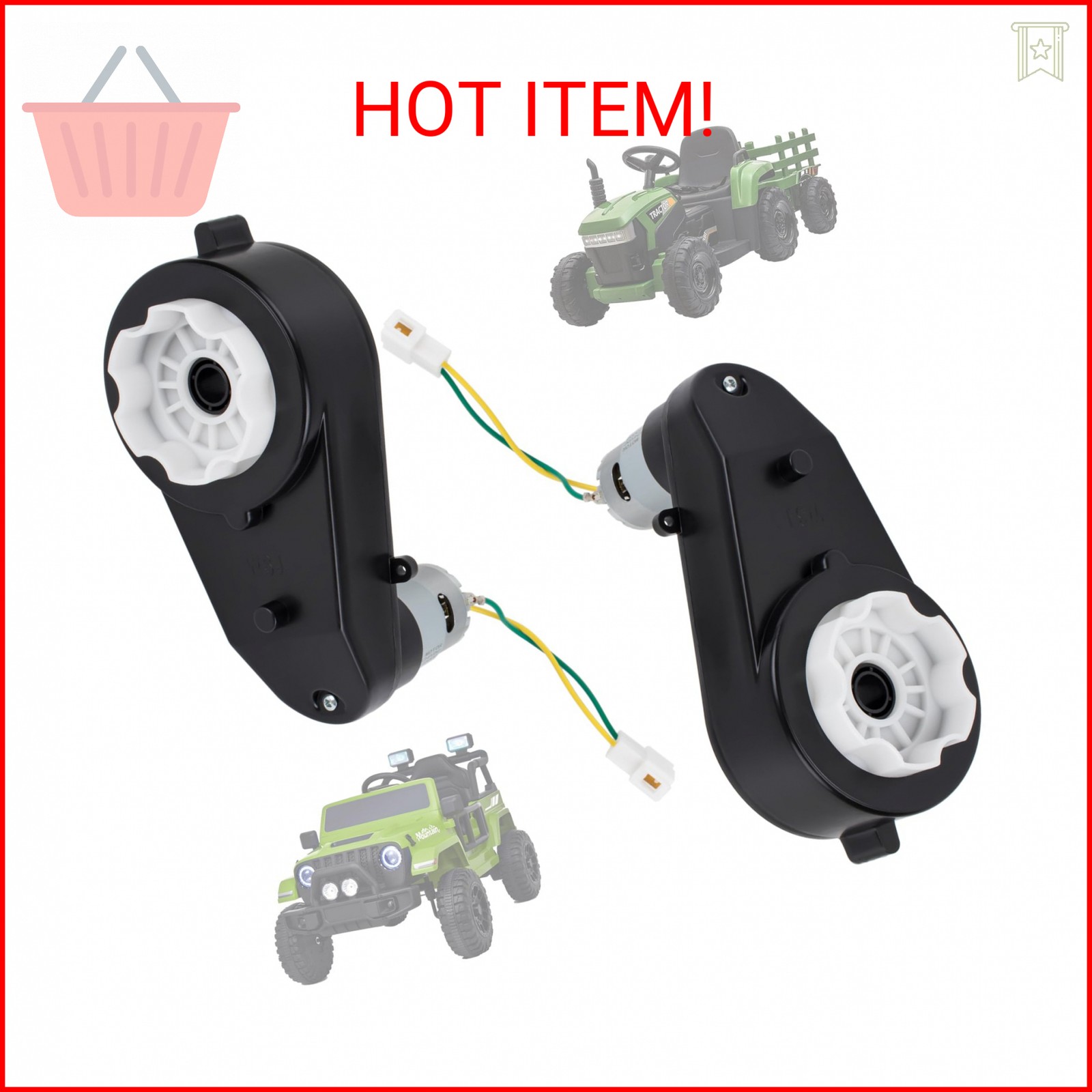 2Pcs Powered Wheels Motor 12V 40000RPM Kids Ride On Car Gearbox Motor Powered Wh