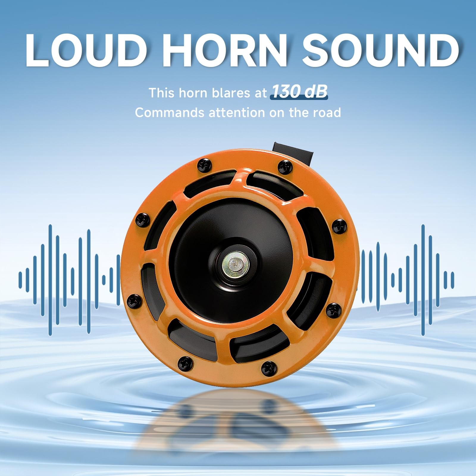 Car Horns 12v Loud Electric Super Tone High Tone/Low Tone Twin Kit Orange