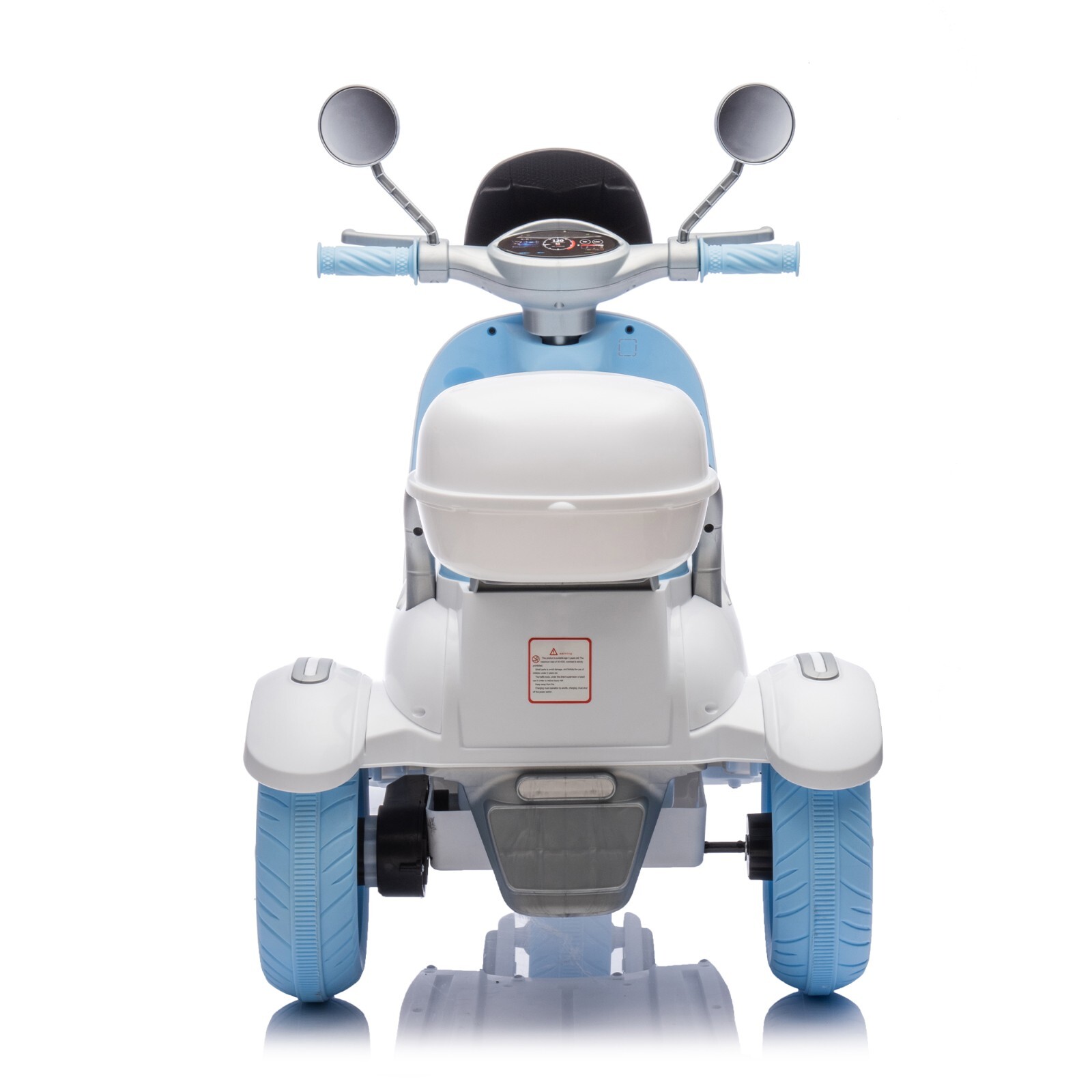 Kids 2-Seater Ride-On Motorcycle 12V with 2 Motors – 3-Wheel, USB, for 3-6, Blue