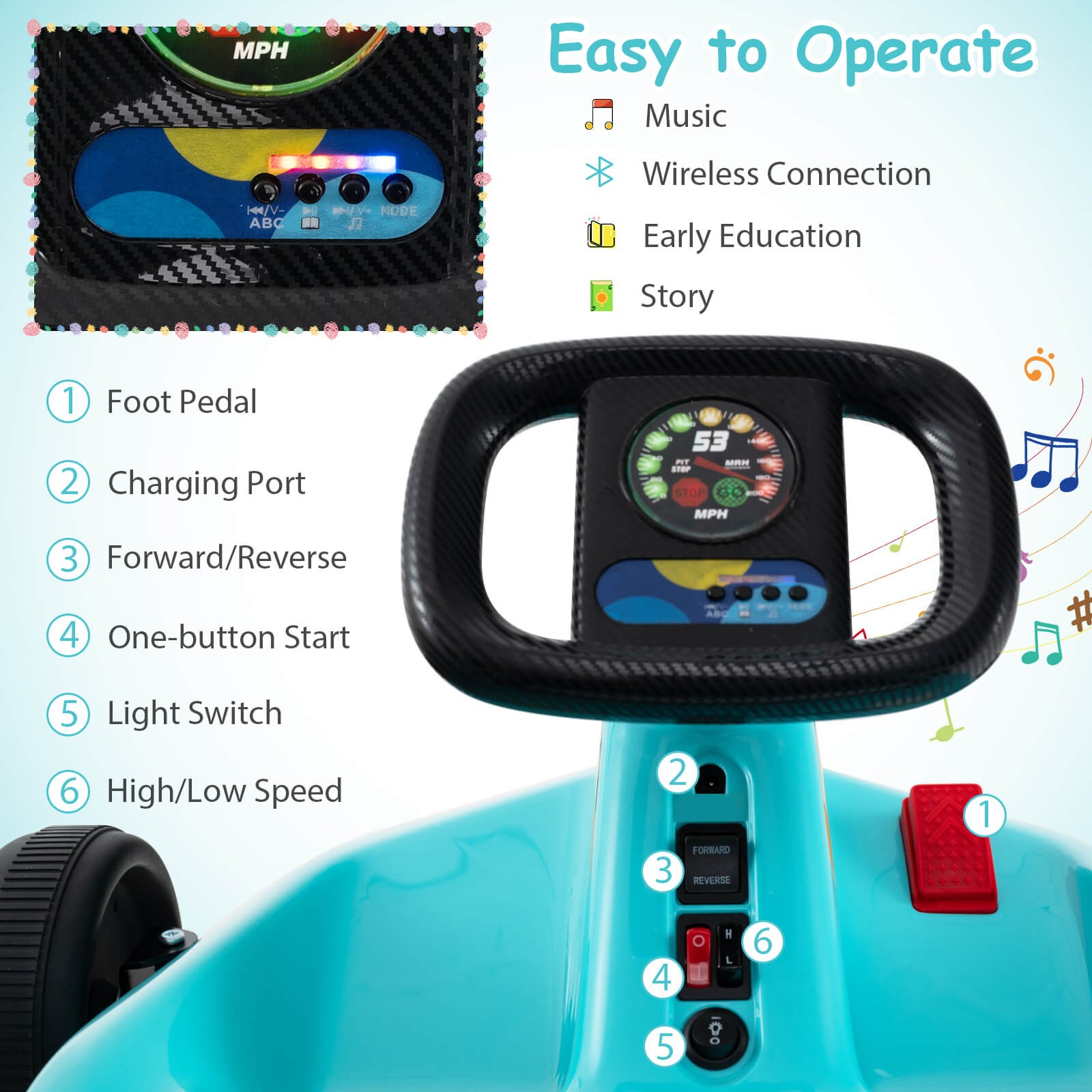 12V Kids Electric Go Kart 7AH Battery Powered Ride on Race Toy w/ Remote Control