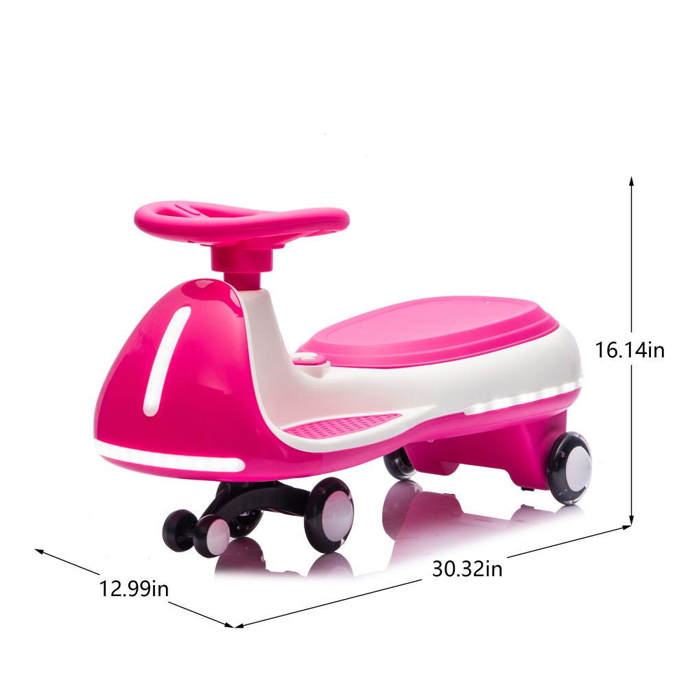 Kids Wiggle Electric Ride-On Car w/Floating Wheels & Music for Age 3-8