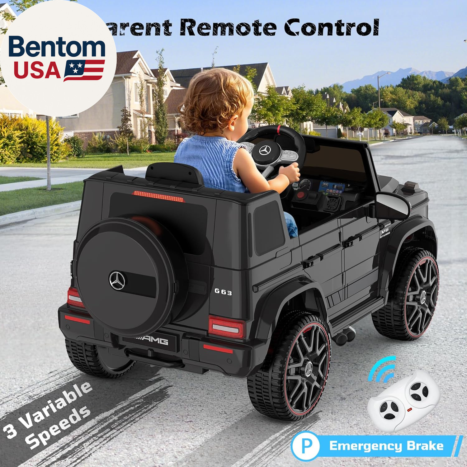 Licensed Mercedes-Benz G63 Car for Kids, 12V Ride on Car W/Parent Remote Control