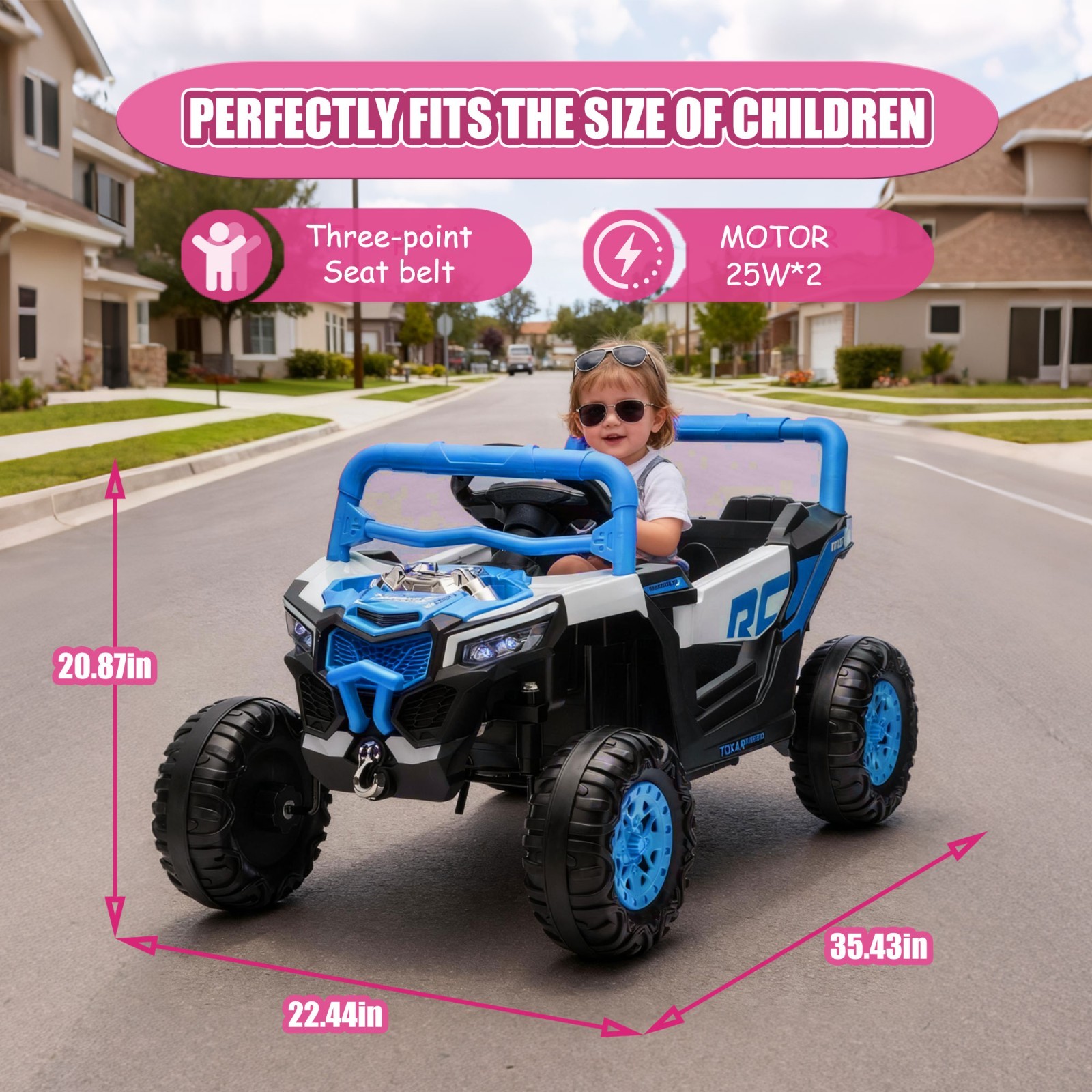 12V Kids Electric Car Ride On UTV Truck w/Remote,LED, Power Wheels Toys, Blue