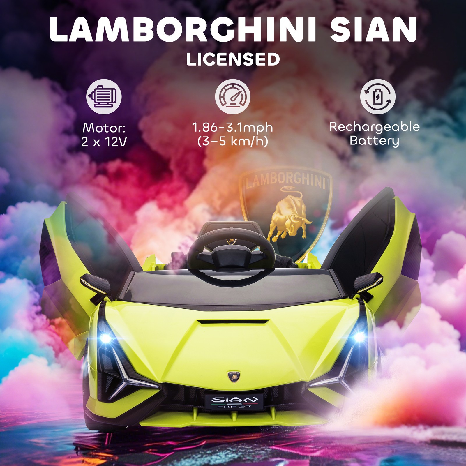 12V Lamborghini SIAN Licensed Electric Car for kids, Black