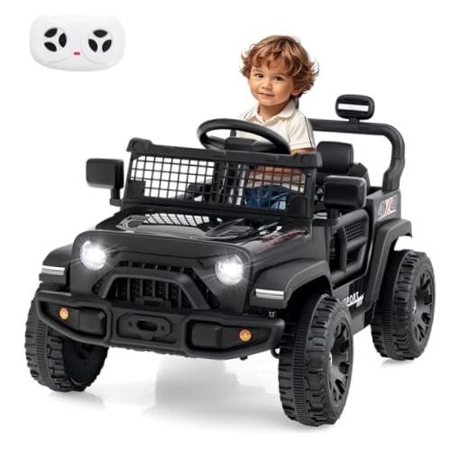 12V Ride On Truck, Battery Powered Electric Vehicle for Kids with Remote Black