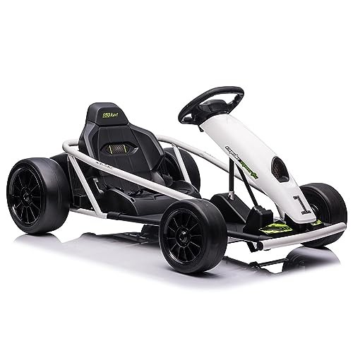 24V Go Kart for Kids 8-12 Years, 300W*2 Extra Powerful Classic-Version White