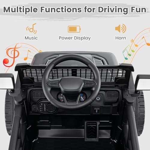 12V Ride On Truck, Battery Powered Electric Vehicle for Kids with Remote Black