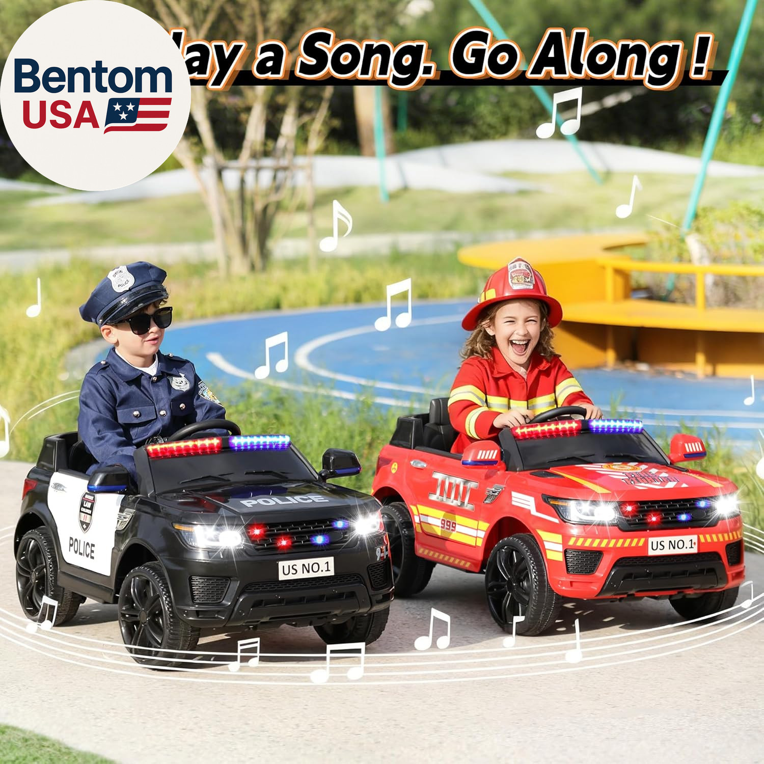 Police Car Ride on Electric Car for Kids to Drive Battery Powered Ride-On Toys C