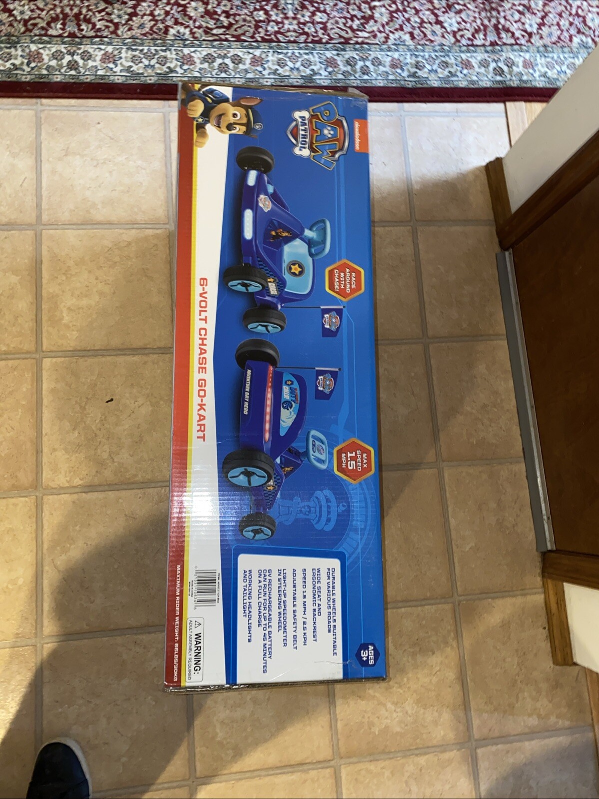 Paw Patrol Chase 6V Electric Go Kart for Kids, Electric Ride-On Toy with Ligh…