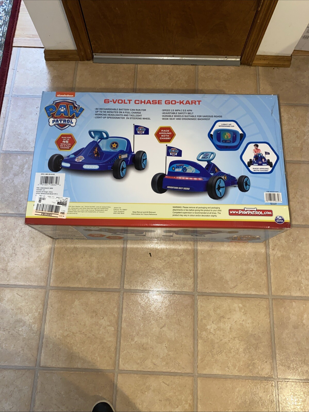 Paw Patrol Chase 6V Electric Go Kart for Kids, Electric Ride-On Toy with Ligh…