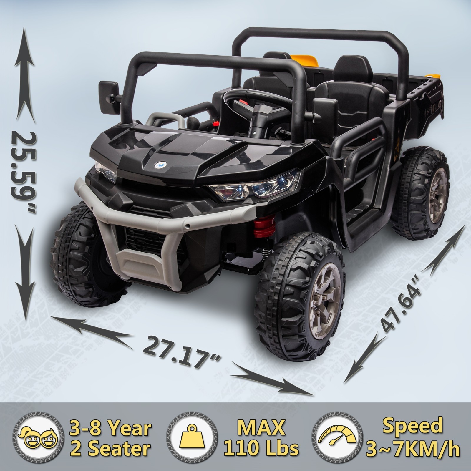 24V Ride on Truck for Big Kids,2 Seater Electric UTV Toy w/Dump Bed,Remote,Black
