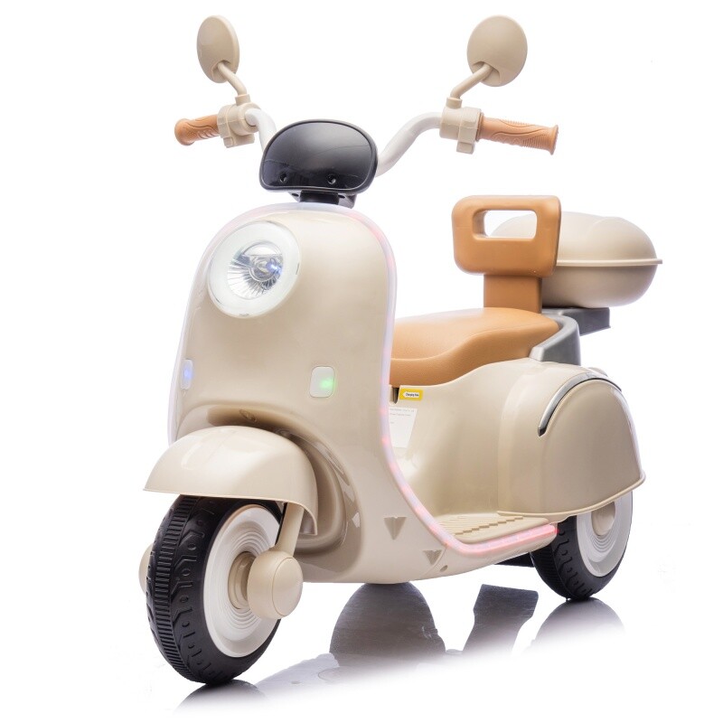 12V Kids Ride On Three-Wheel Electric Motorcycle W/Bluetooth Music For 3-6 Years
