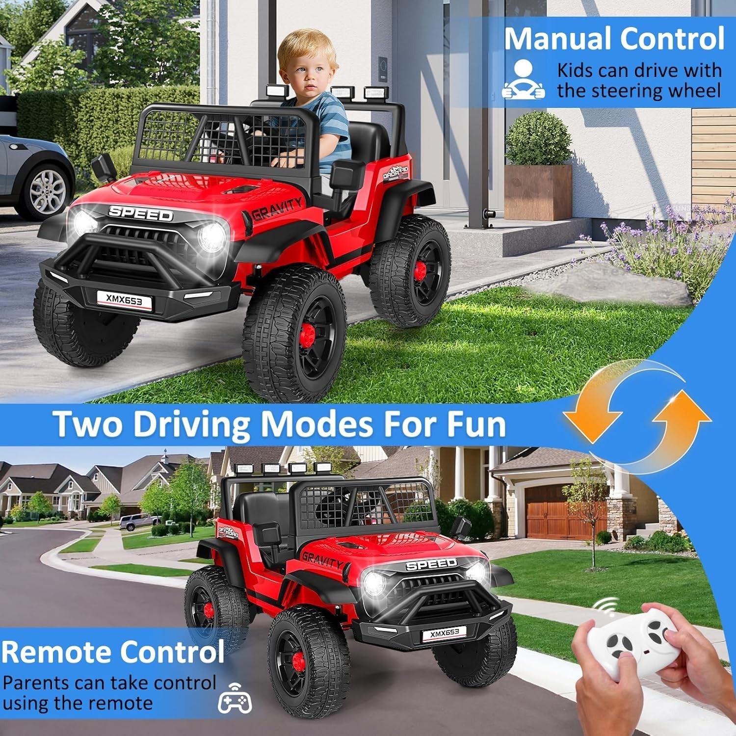 24V Kids Gift Ride on Car Powerful Electric Toy Car for Girls Boys Music Player-