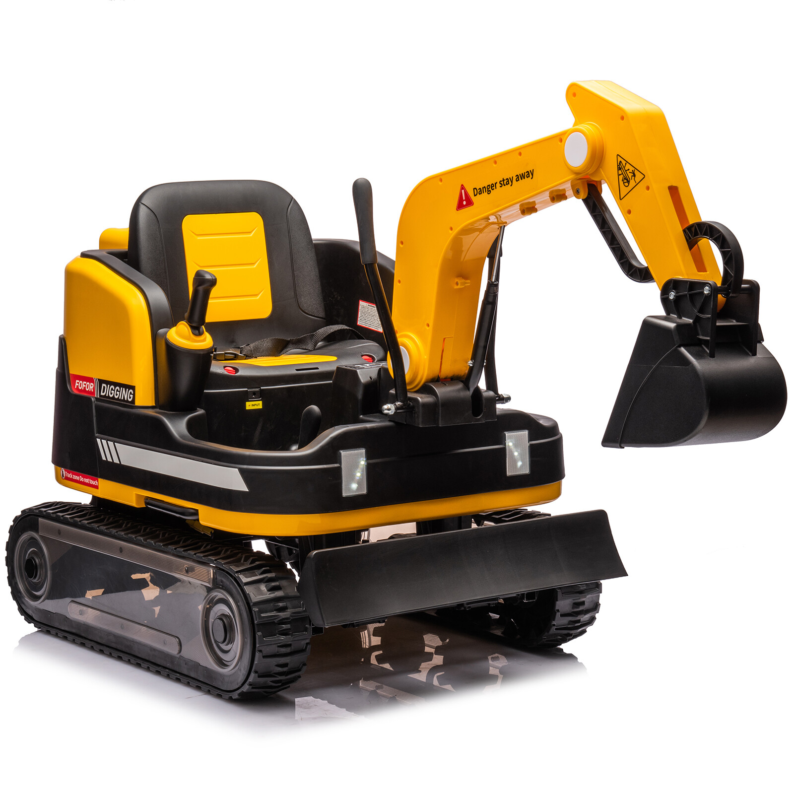 2IN1 12V 360° Kids Yellow Ride on Traxcavator Excavator Toys with RC