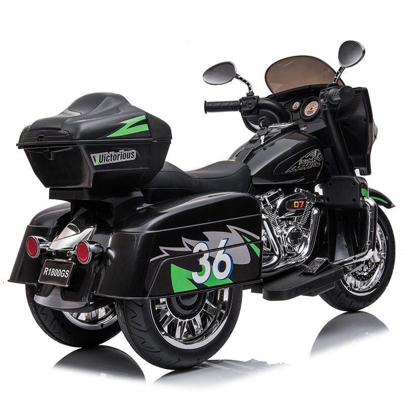 12V Kid Motorcycle Ride On Toy Key Start 3-Wheel 2-Seat Motorbike for 3-6 Black