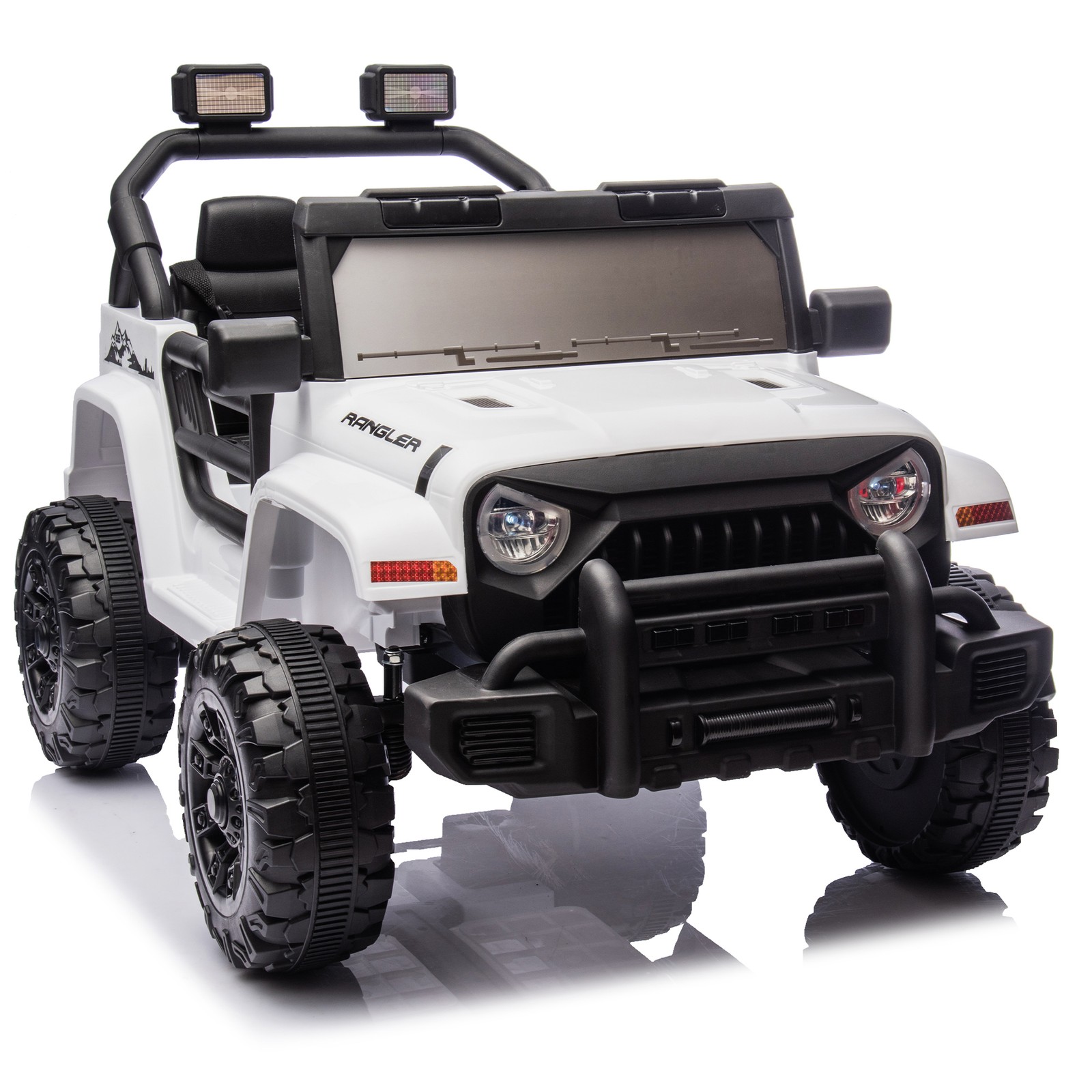 12V Kids Ride On Car Dual Drive 4 wheel With Bluetooth USB for Kids 2-4 White