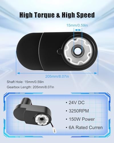 24V High Power Brushless Gearbox Motor for Kids Ride-On Car, 150W, 3250RPM Repla