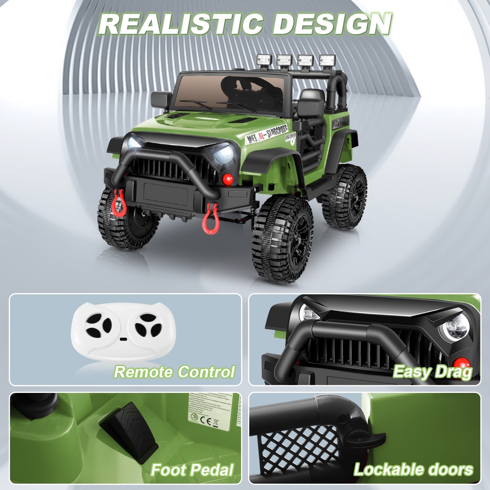 12V/24V Kids Car Power Wheels Ride-on Truck with Parental Remote Control and LED