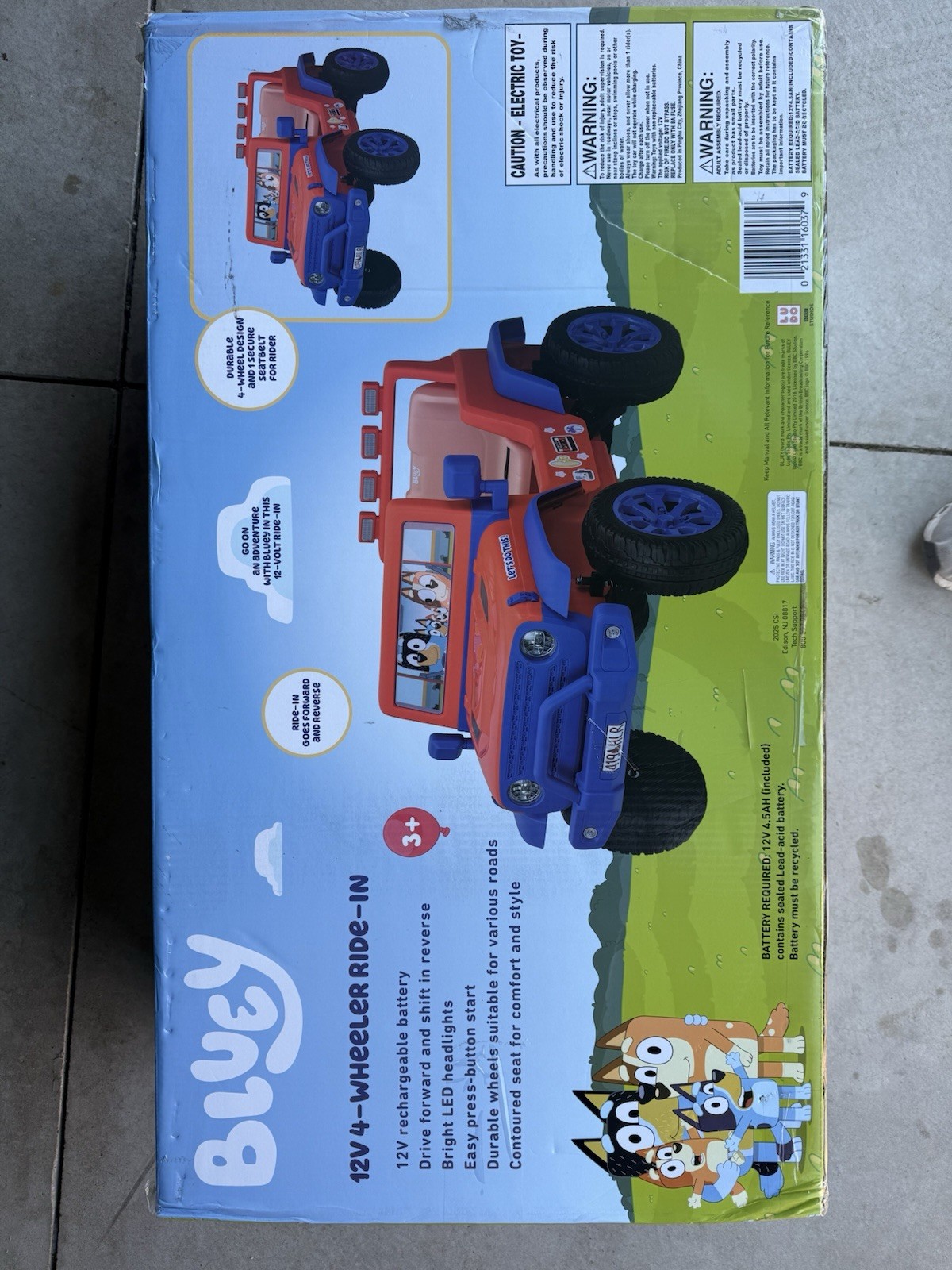 Bluey Ride On Jeep 4 Wheeler 12V Ride in W/Working Headlights! Brand New In Box