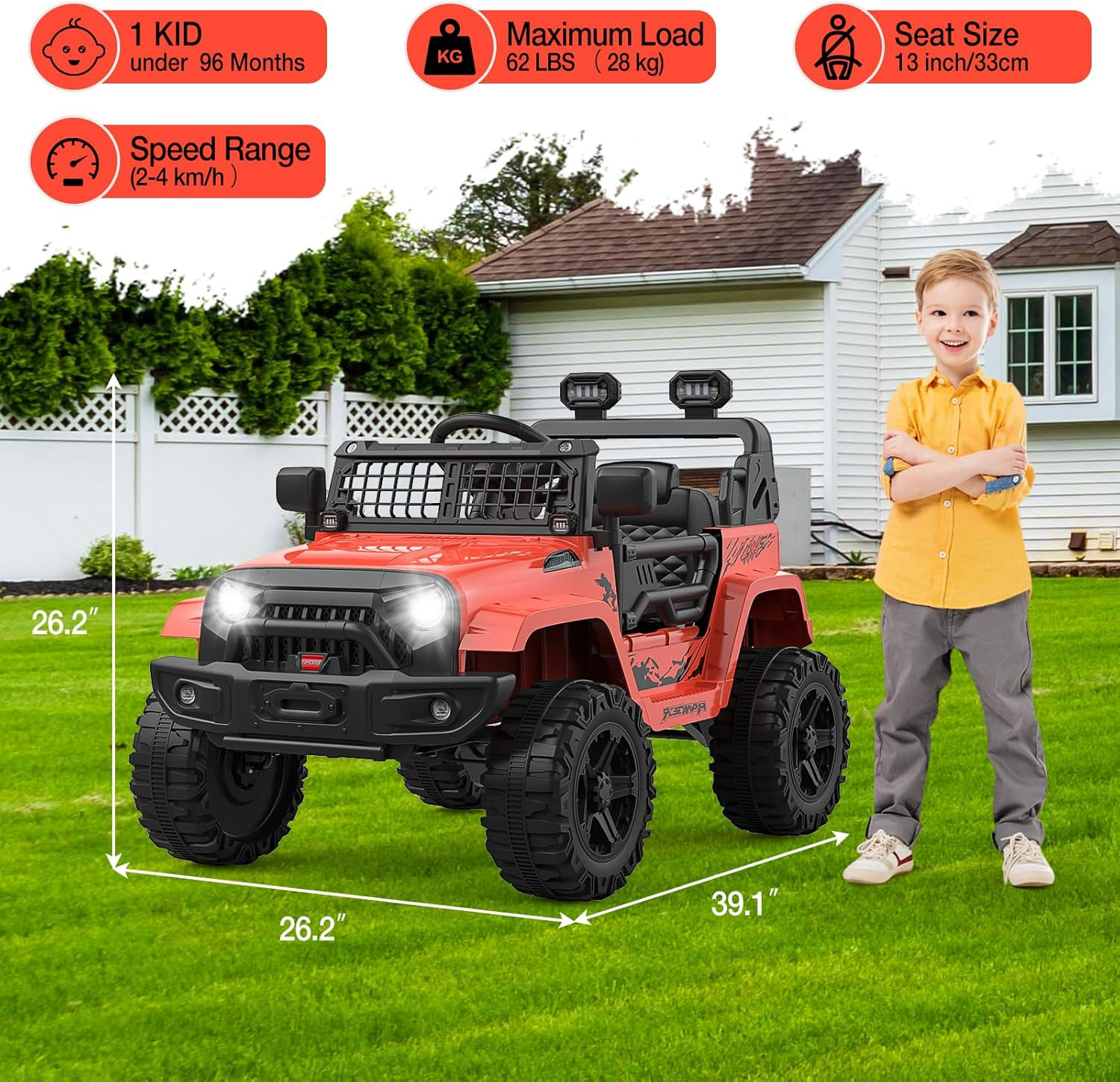 12V Kids Electric Ride on Truck Car W/Parent Remote Control, Spring Suspension,