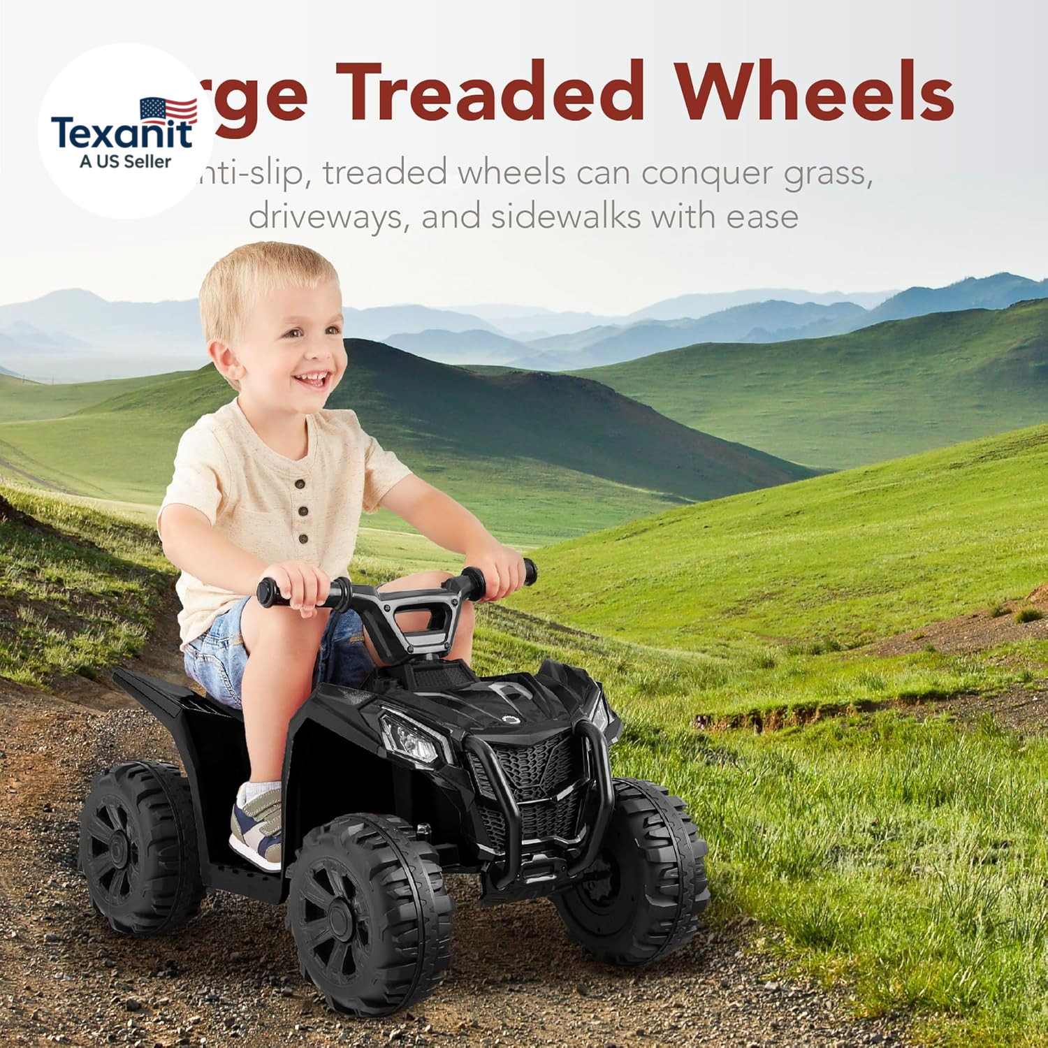 6V Kids Ride on Toy, 4-Wheeler Quad ATV Play Car W/ 1.8MPH Max Speed, Treaded Ti