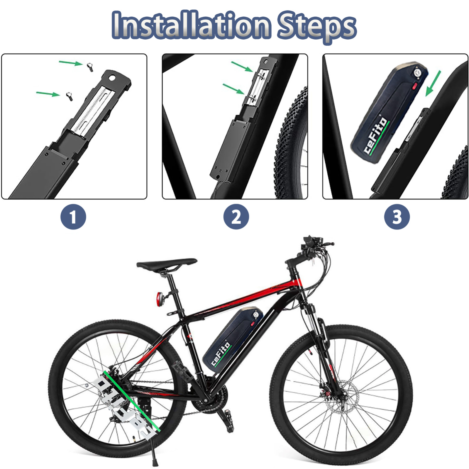 48V 10Ah 16Ah 20Ah Lithium EbikeBattery Pack for 0-1500W Electric Bicycle Motors