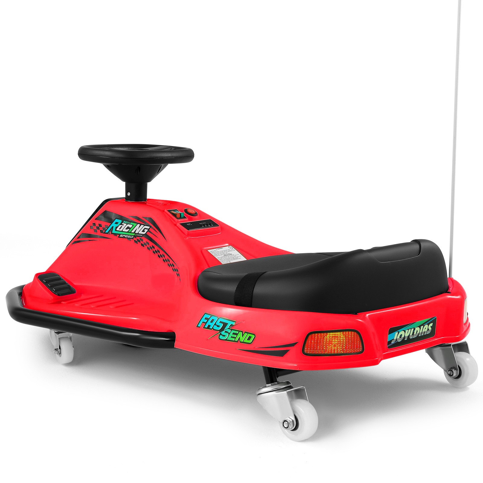24V Kids Red Drifting Go Kart 360° Ride On Cart with Bluetooth