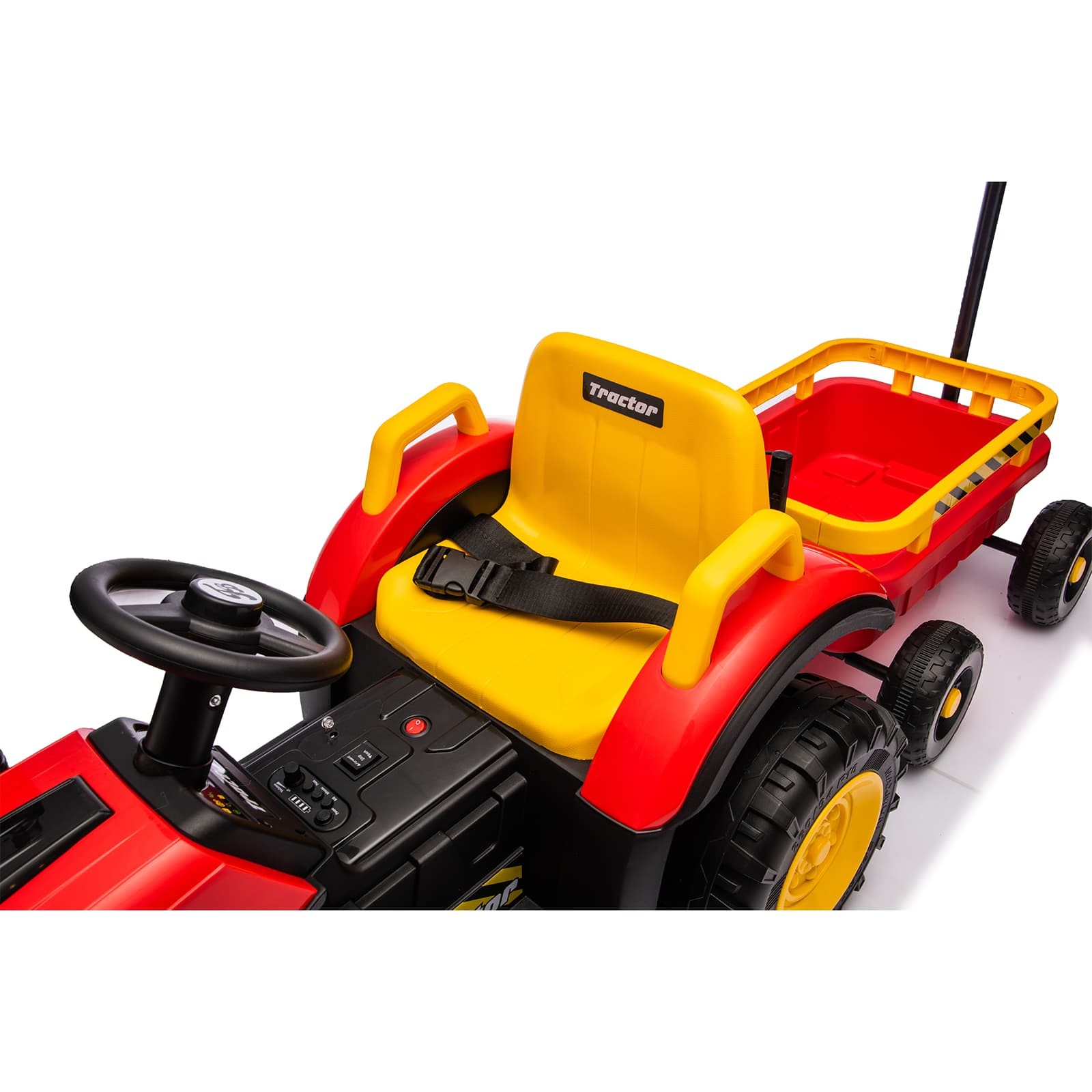 Kids Electric Farm Tractor Ride On Car 12V with Trailer Lights Music Age 3-6