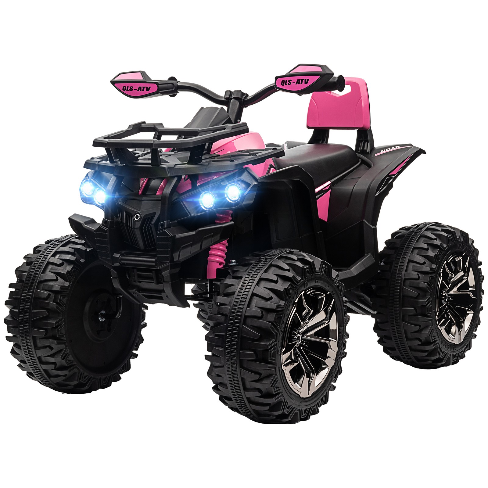 Aosom 12V Kids ATV Quad Car Toy with Music & Headlights, Pink