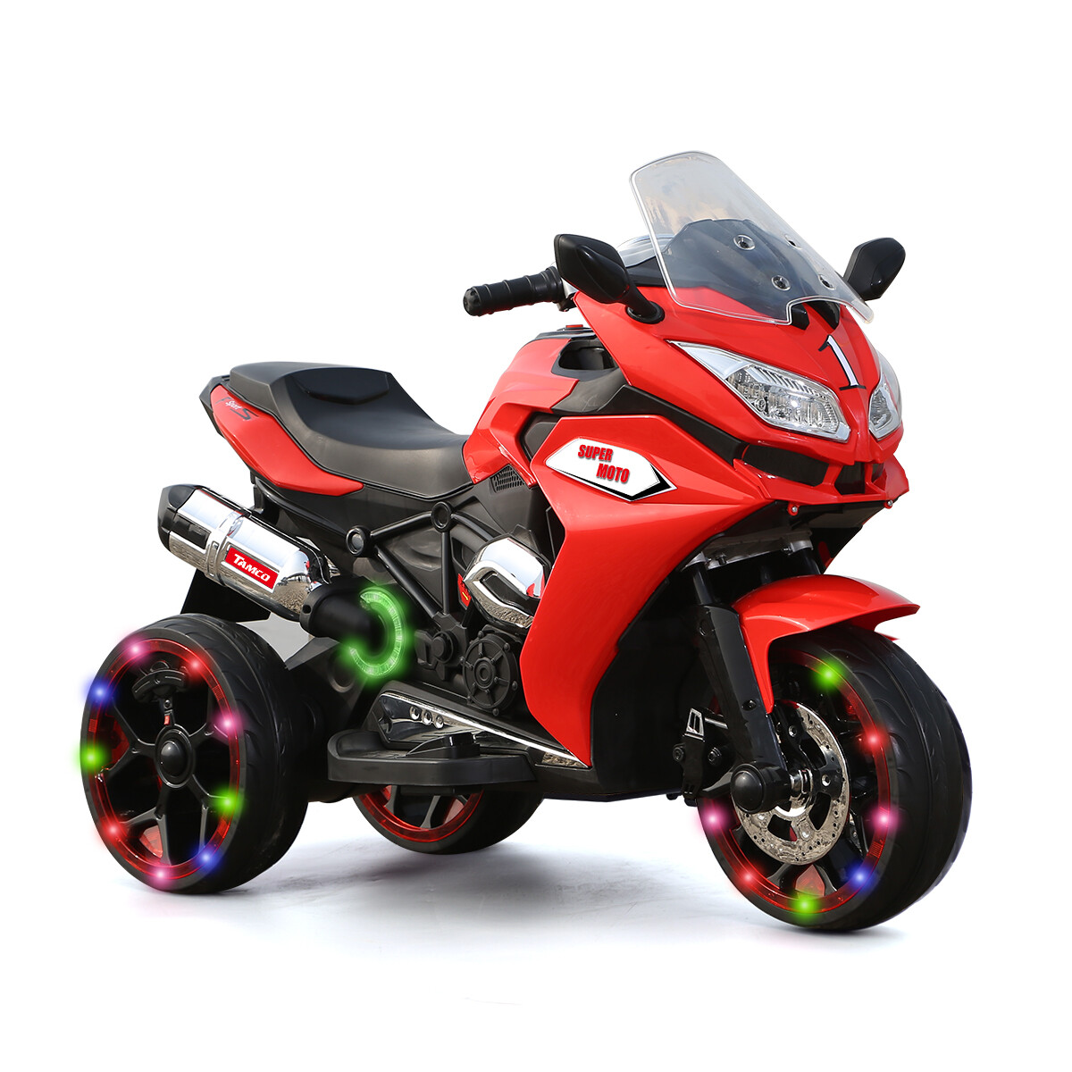 TAMCO 12V Kids Electric Motorcycle Ride on Motorbike w/ 3 Lighting Wheels Music