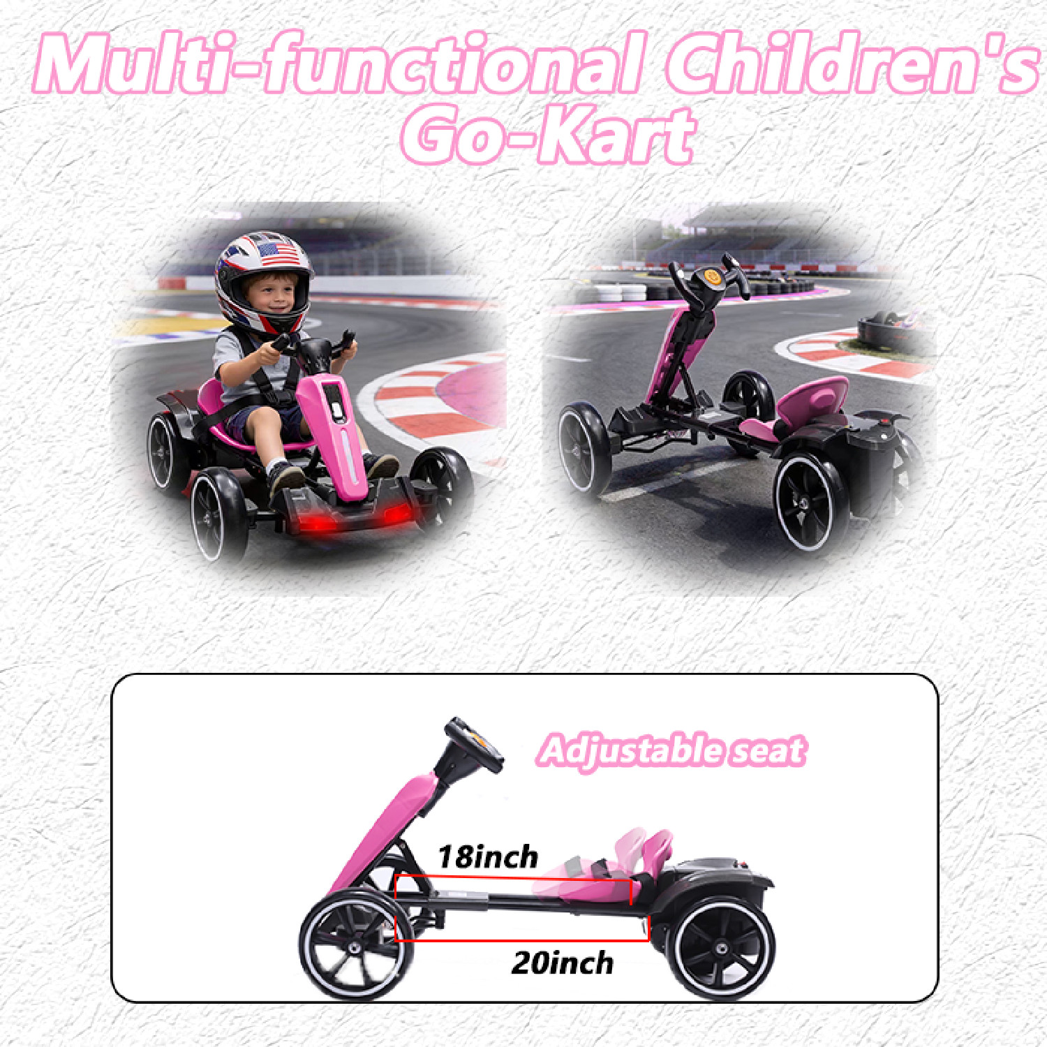12V Electric Kids Pedal Go Kart Adjustable Seat Ride On Toy 3-6 Years Magenta