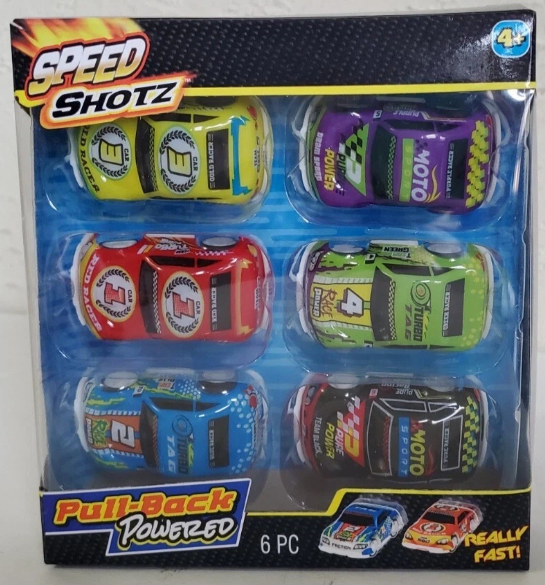 Speed Shotz Pull Back Race Cars Lot 6 Bright Fast Action. Brand New Unopened