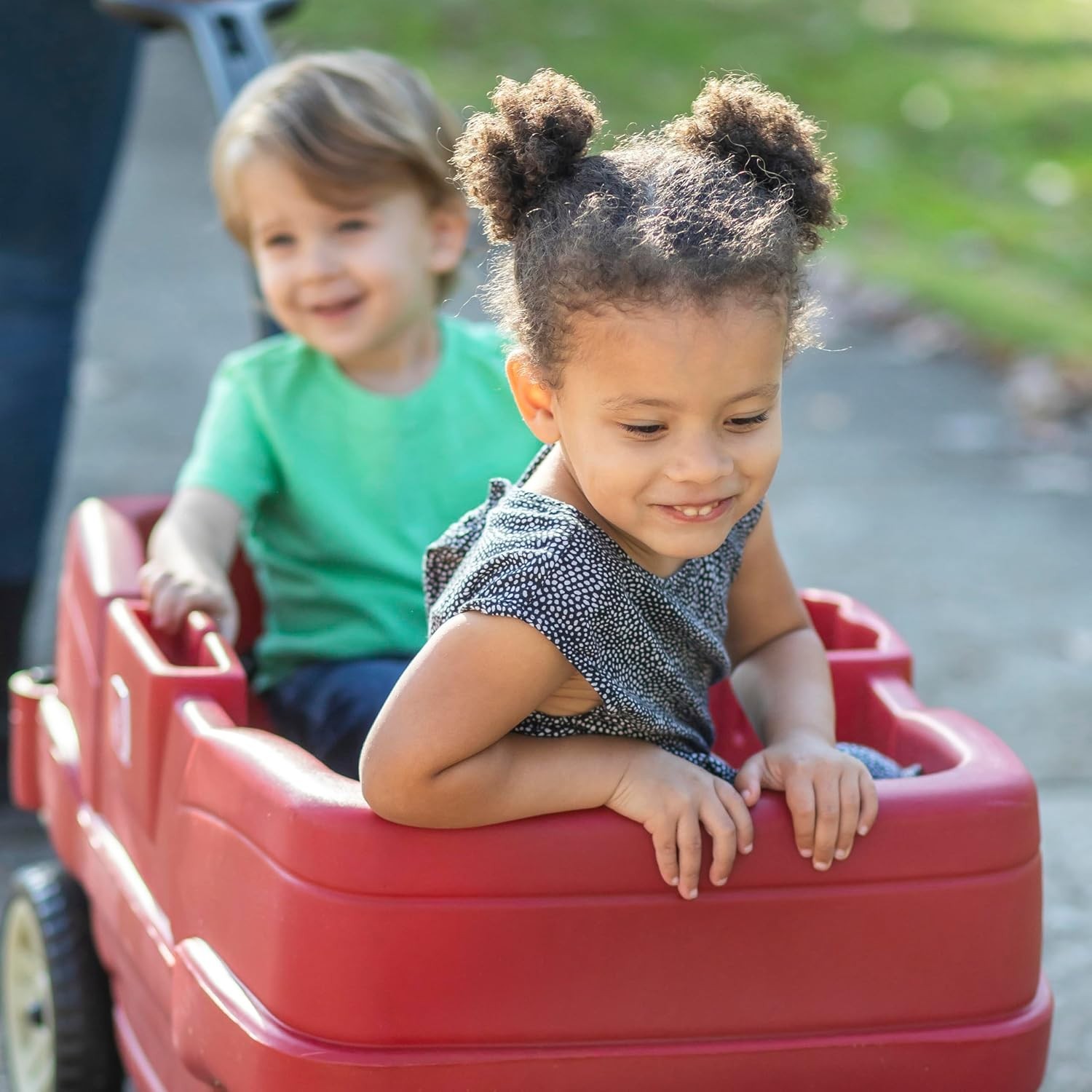 Red Plastic Wagon with Adjustable Seat Belts