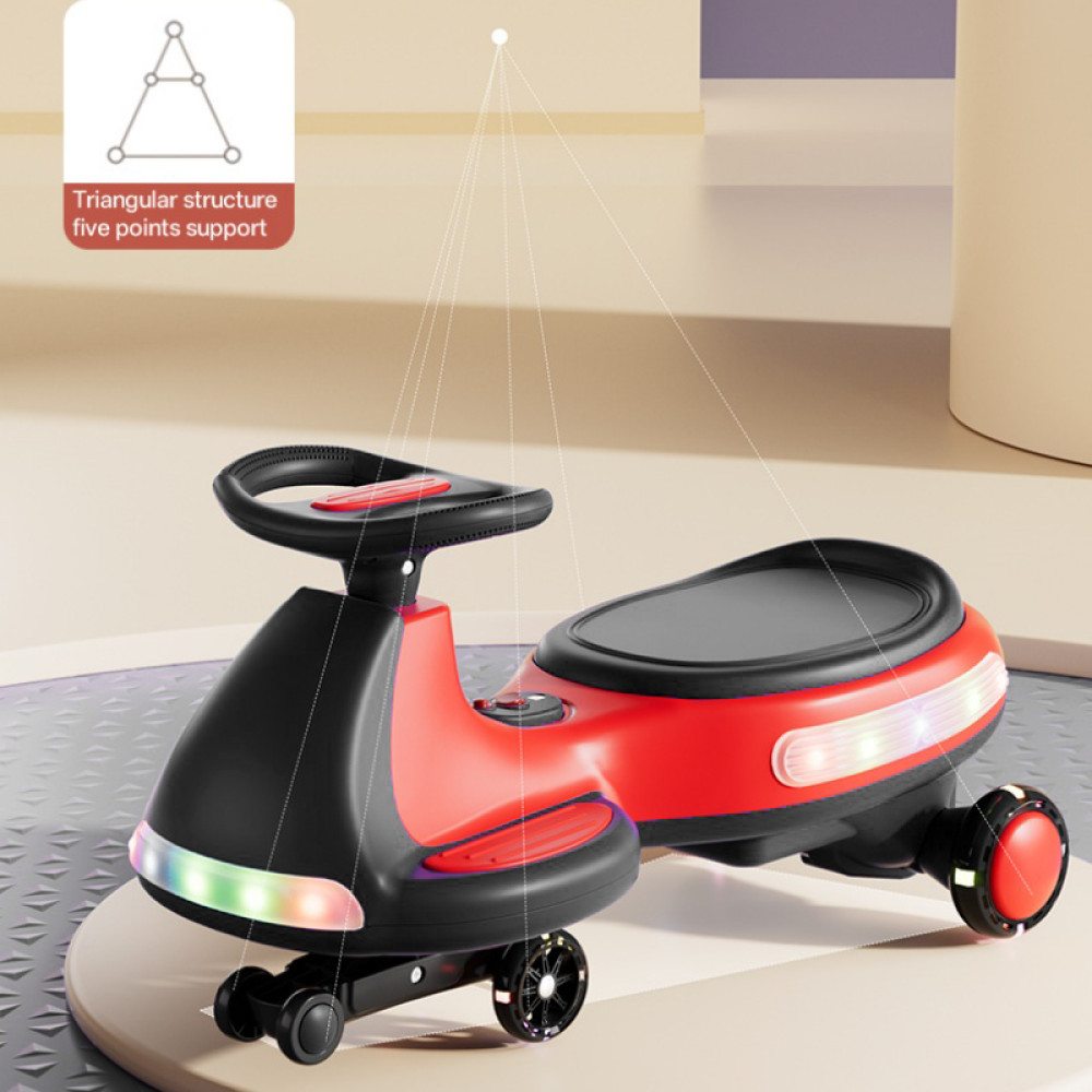 Electric Ride On Wiggle Car, LED & Music, Anti-Rollover, for Boys Girls Ages 3+